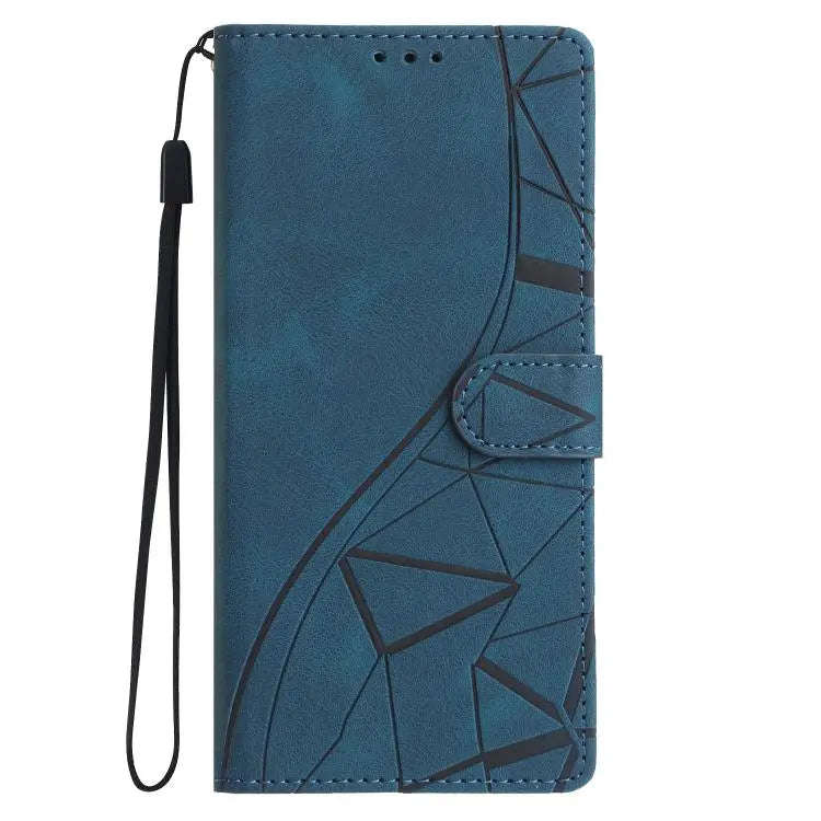 For Motorola Edge 50 Pro Triangles Embossed Leather Phone Case(Blue)