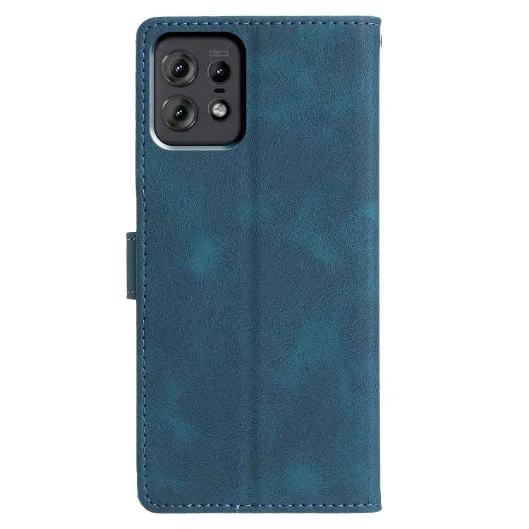 For Motorola Edge 50 Pro Triangles Embossed Leather Phone Case(Blue)