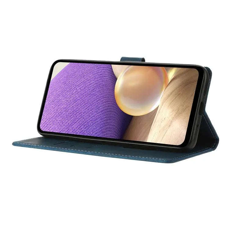 For Motorola Edge 50 Pro Triangles Embossed Leather Phone Case(Blue)