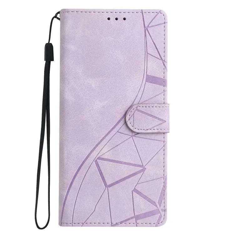 For Motorola Moto G04 / G24 Triangles Embossed Leather Phone Case(Purple)