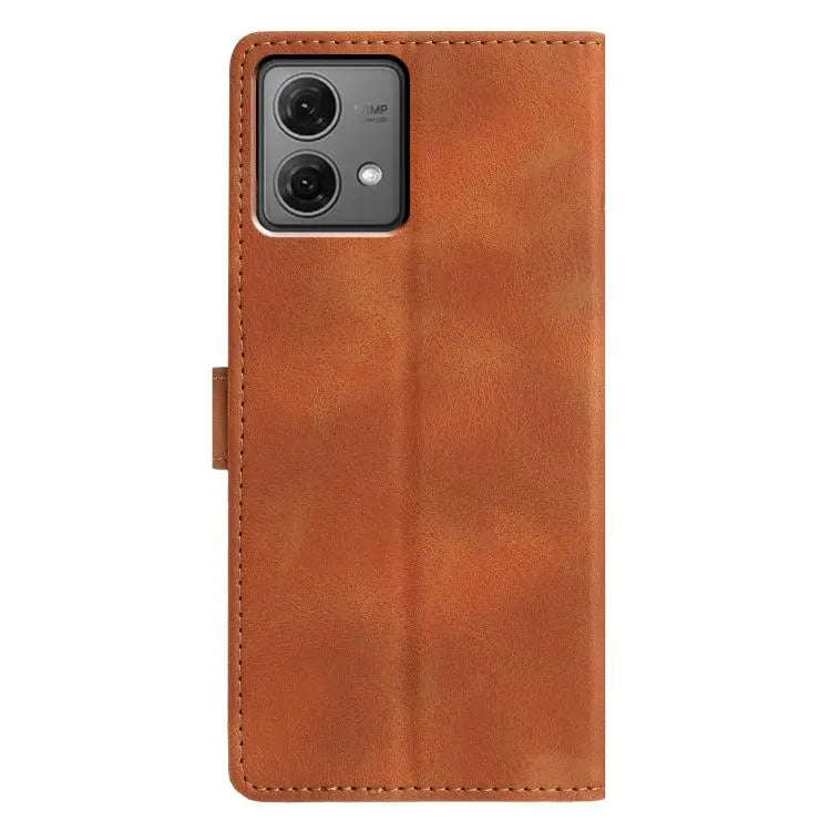 For Motorola Moto G84 Triangles Embossed Leather Phone Case(Brown)