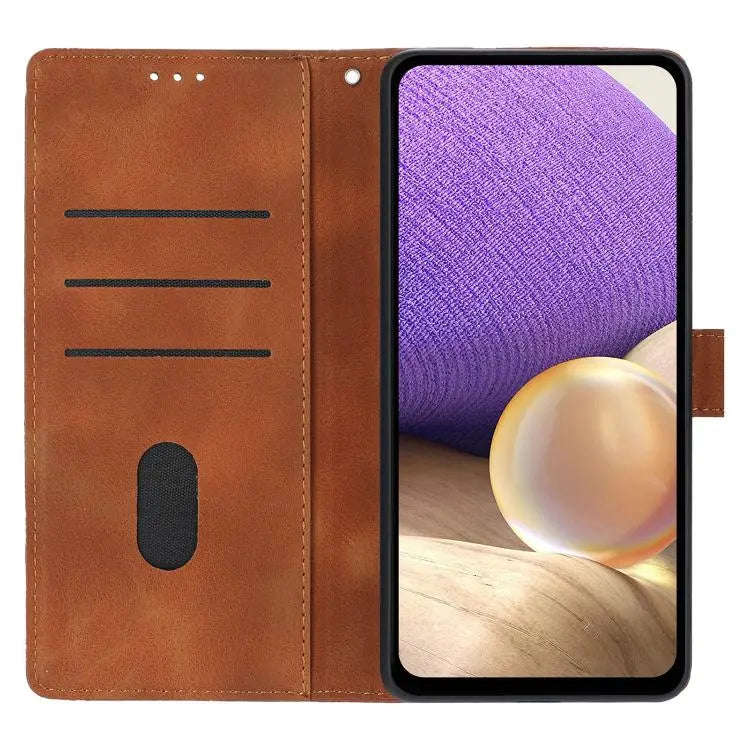 For Motorola Moto G84 Triangles Embossed Leather Phone Case(Brown)