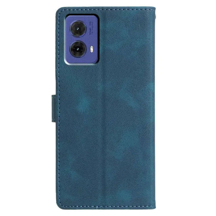 For Motorola Moto G85 Triangles Embossed Leather Phone Case(Blue)