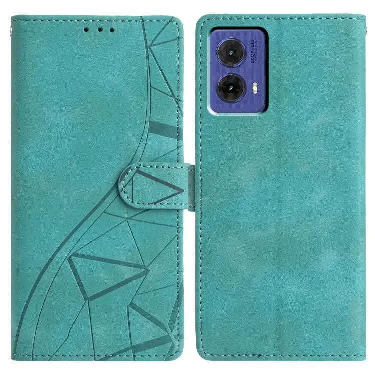 For Motorola Moto G85 Triangles Embossed Leather Phone Case(Green)