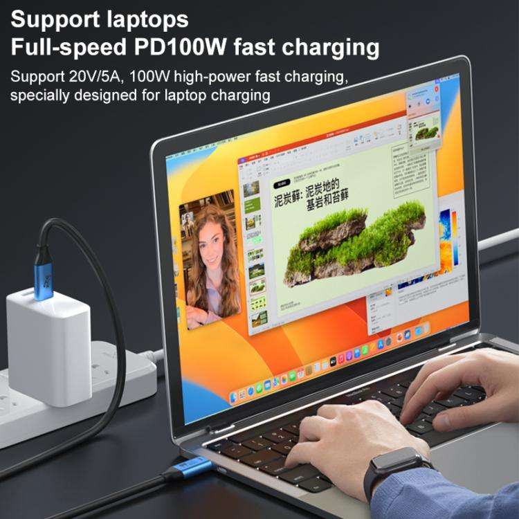 YCE-V292B 100W Type-C to Type-C with E-marker Full Function Data Cable, Length: 1.8m(Blue)