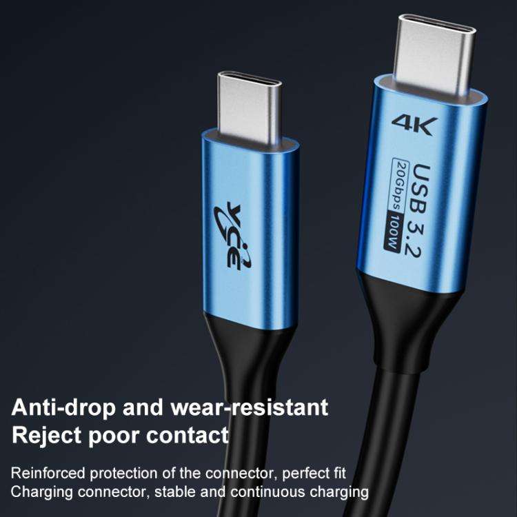 YCE-V292B 100W Type-C to Type-C with E-marker Full Function Data Cable, Length: 1.8m(Blue)