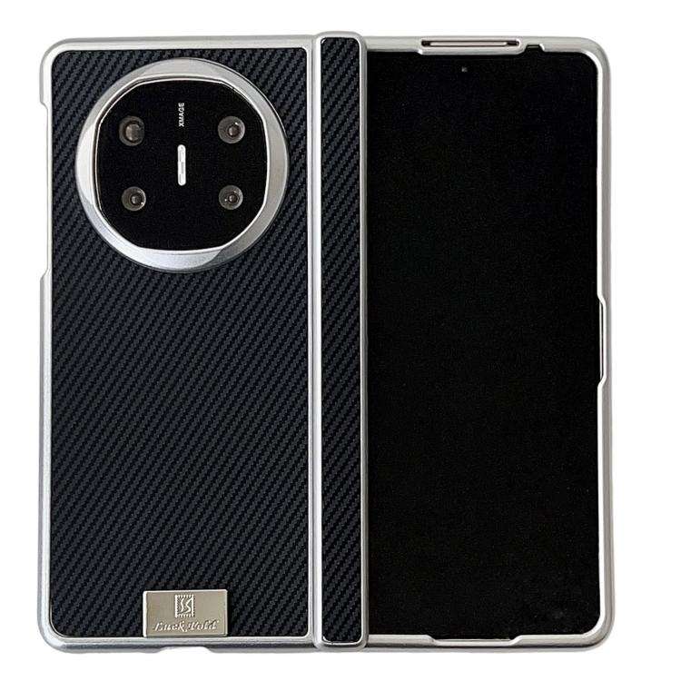 For Huawei Mate X6 Kevlar Carbon Fiber Spring Axis Nameplate Shockproof Phone Case(Black)