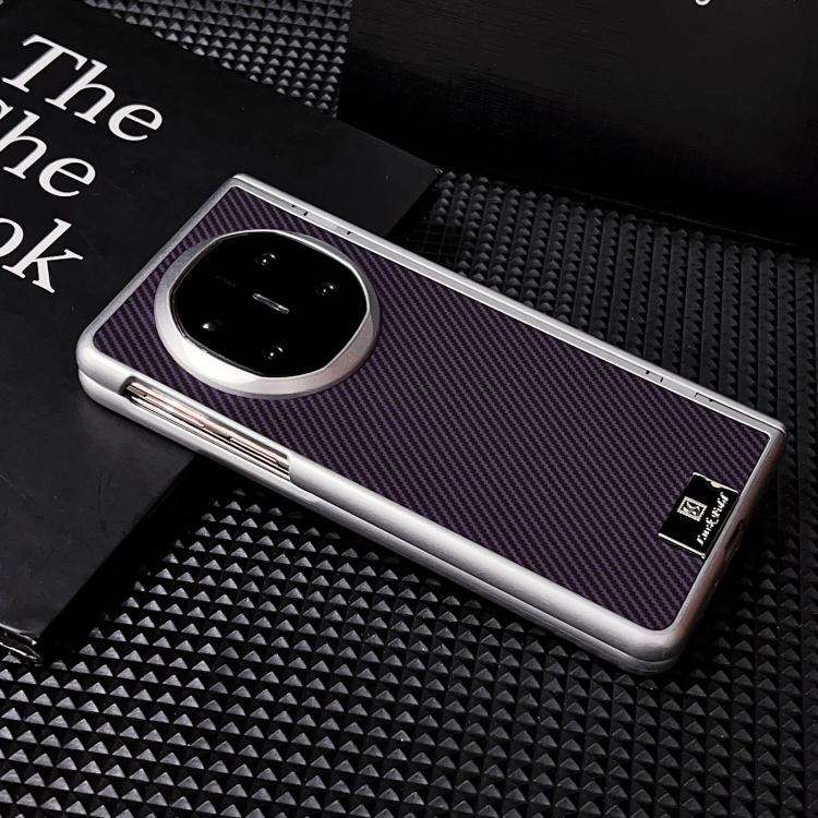 For Huawei Mate X6 Kevlar Carbon Fiber Spring Axis Nameplate Shockproof Phone Case(Black)