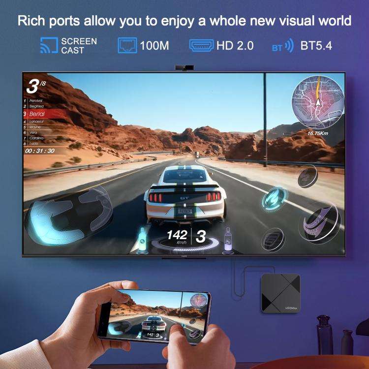 H96Max 4K UHD Android 14 Smart TV Box with Remote Control, RK3518 Quad-Core 2GB+8GB(US Plug)