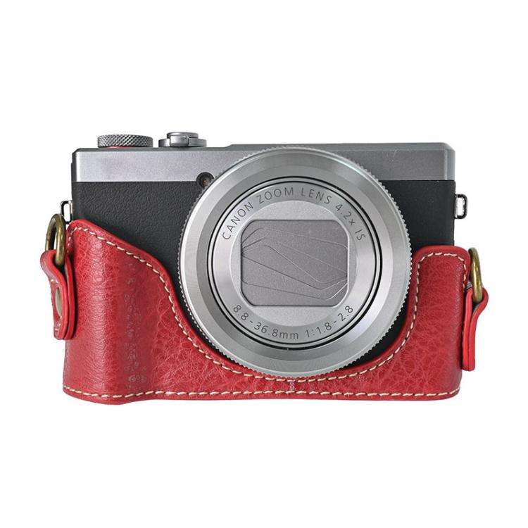 For Canon G7 X Mark III / G7X3 Retro Litchi Texture Leather Full Body Camera Case Bag with Strap(...
