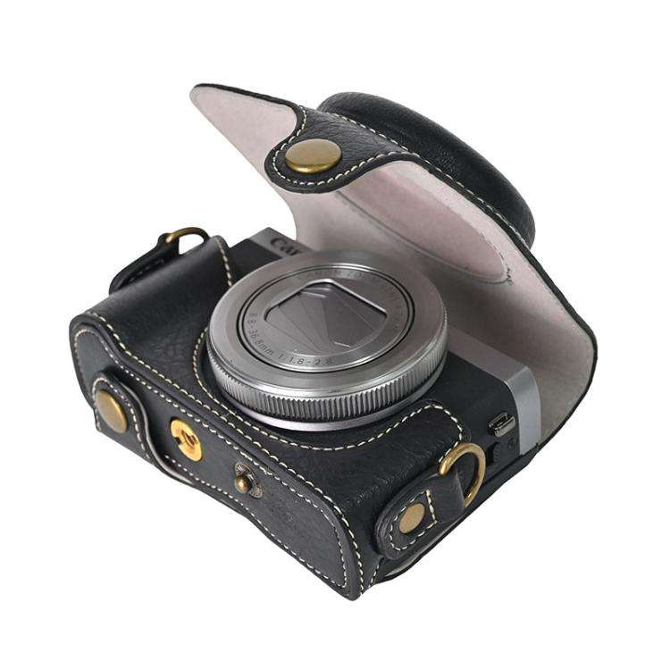For Canon G7 X Mark III / G7X3 Retro Litchi Texture Leather Full Body Camera Case Bag with Strap(...