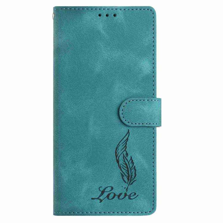 For Redmi K90 Skin Feel Embossed Feather Leather Phone Case(Green)