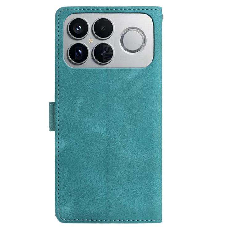 For Redmi K90 Skin Feel Embossed Feather Leather Phone Case(Green)