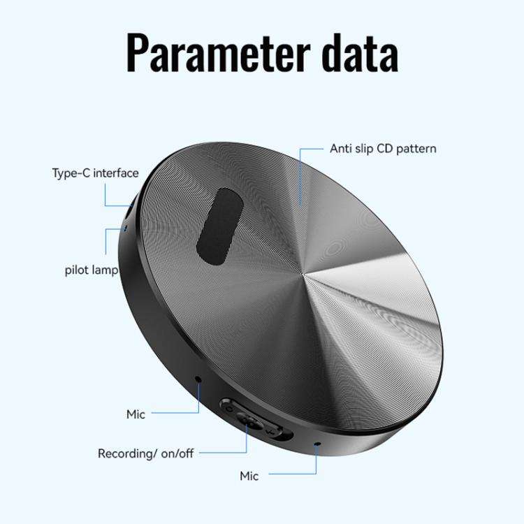 JNN A6 Portable Smart AI Magnetic Recorder Support APP Control, Memory:16GB(Black)