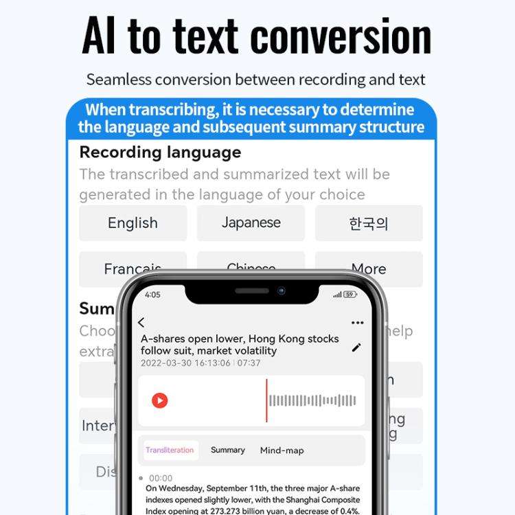JNN A6 Portable Smart AI Magnetic Recorder Support APP Control, Memory:16GB(Black)