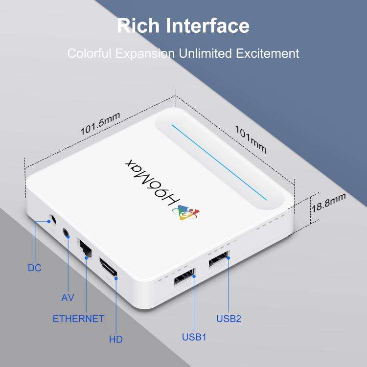 H96 Max H618 Plus Android 14.0 Smart TV Box, 4GB+128GB, Allwinner H618 Quad-core ARM Cortex-A53(A...