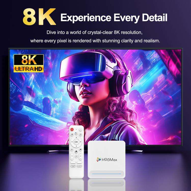 H96 Max H618 Plus Android 14.0 Smart TV Box, 4GB+128GB, Allwinner H618 Quad-core ARM Cortex-A53(U...