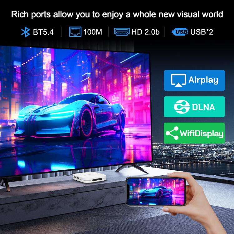 H96 Max M1 Plus Android 14.0 Smart TV Box, 4GB+128GB, RK3528 Quad-core ARM Cortex-A53(EU Plug)