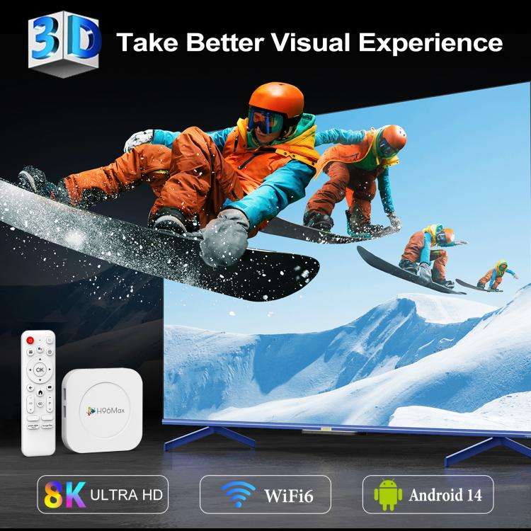 H96 Max M1 Plus Android 14.0 Smart TV Box, 4GB+128GB, RK3528 Quad-core ARM Cortex-A53(US Plug)