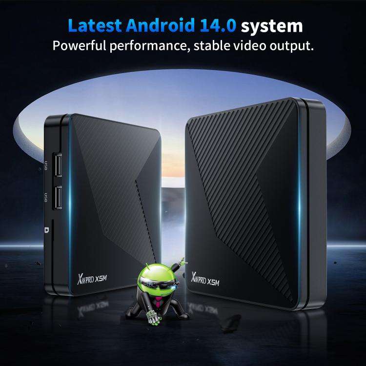X88 Pro X5M Android 14.0 Smart TV Box, 4GB+32GB, S905X5M 2.0GHz 64-bit Quad-core Cortex-A55(EU Plug)