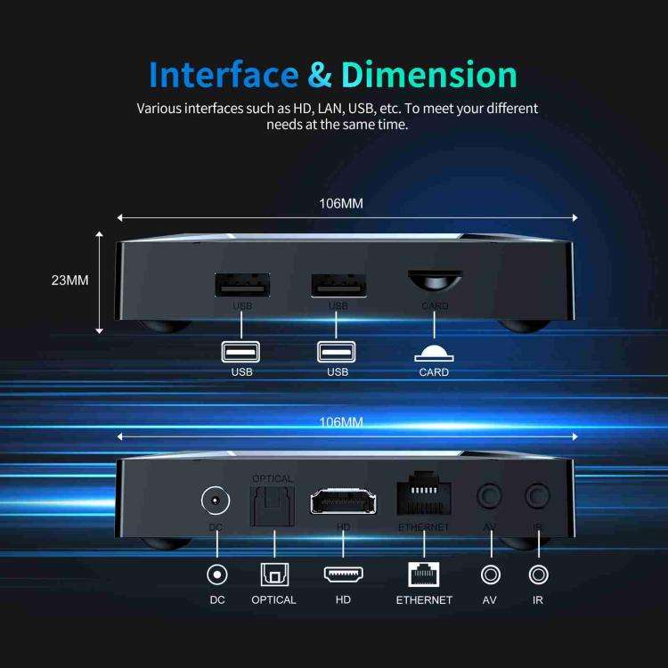 X96 M200 YB951 Android 14.0 Smart TV Box, 4GB+32GB, Amlogic S905X5M Quad-core ARM Cortex A55(AU P...