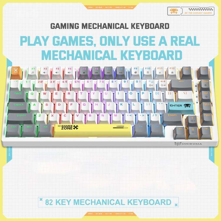 ONIKUMA G58 82-Keys Hot-Swappable Mechanical Gaming Keyboard(White)