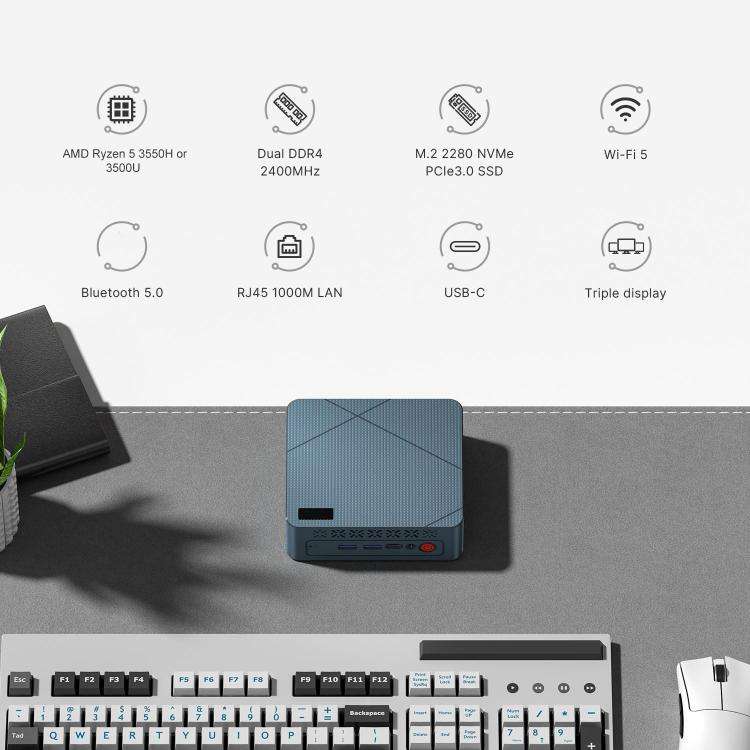 GXMO GN7 Windows 11 Mini PC, 16GB+512GB, AMD Ryzen 5 3550H or 3500U CPU Random Delivery(US Plug)