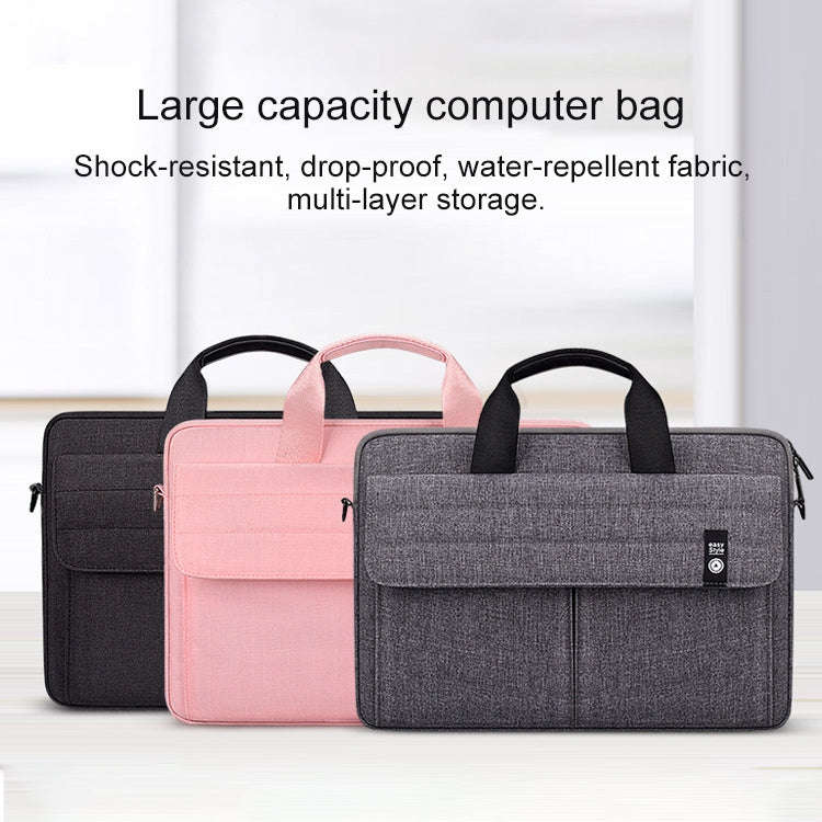 ST08 Handheld Briefcase Carrying Storage Bag with Shoulder Strap for 15.4 inch Laptop(Black)