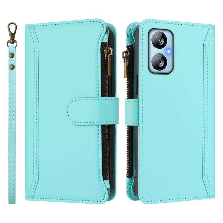For Blackview A52 / A52 Pro Magnetic Closure 9 Card Slots Zipper Leather Case with Hand Strap(Min...