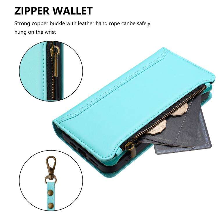 For Blackview A52 / A52 Pro Magnetic Closure 9 Card Slots Zipper Leather Case with Hand Strap(Min...