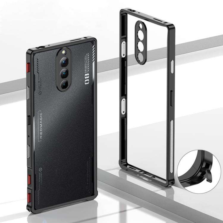 For ZTE nubia RedMagic 8 Pro Metal Frame Heat Dissipation Phone Case with Camera Guard Ring(Black)