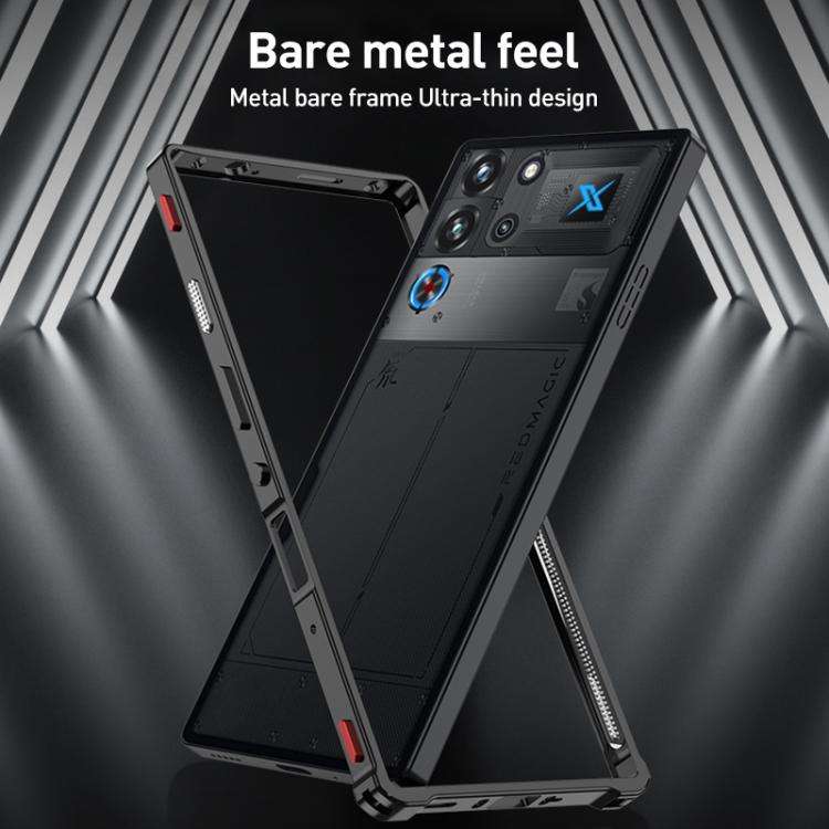 For ZTE nubia RedMagic 8 Pro Metal Frame Heat Dissipation Phone Case with Camera Guard Ring(Black)
