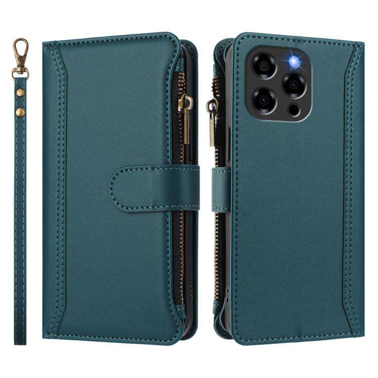 For Doogee Note 58 / Note 58 Pro Magnetic Closure 9 Card Slots Zipper Leather Case with Hand Stra...