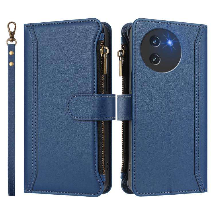 For Doogee Note 59 5G / Note 59 Pro Magnetic Closure 9 Card Slots Zipper Leather Case with Hand S...
