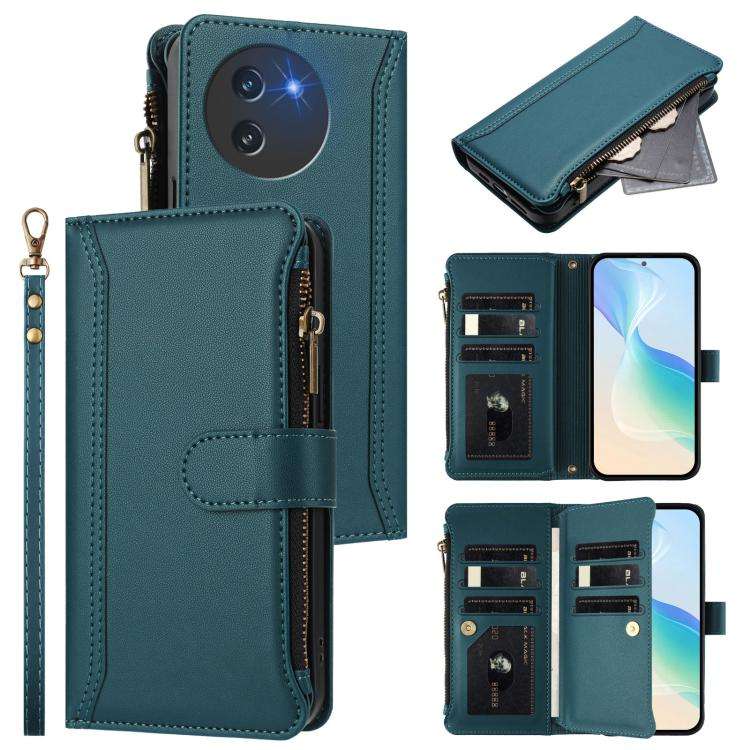 For Doogee Note 59 5G / Note 59 Pro Magnetic Closure 9 Card Slots Zipper Leather Case with Hand S...