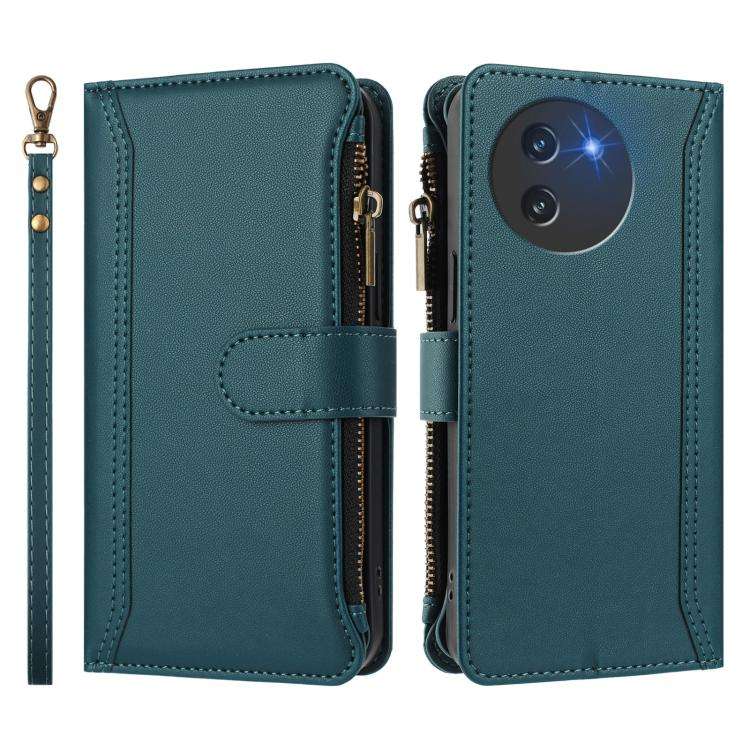 For Doogee Note 59 5G / Note 59 Pro Magnetic Closure 9 Card Slots Zipper Leather Case with Hand S...