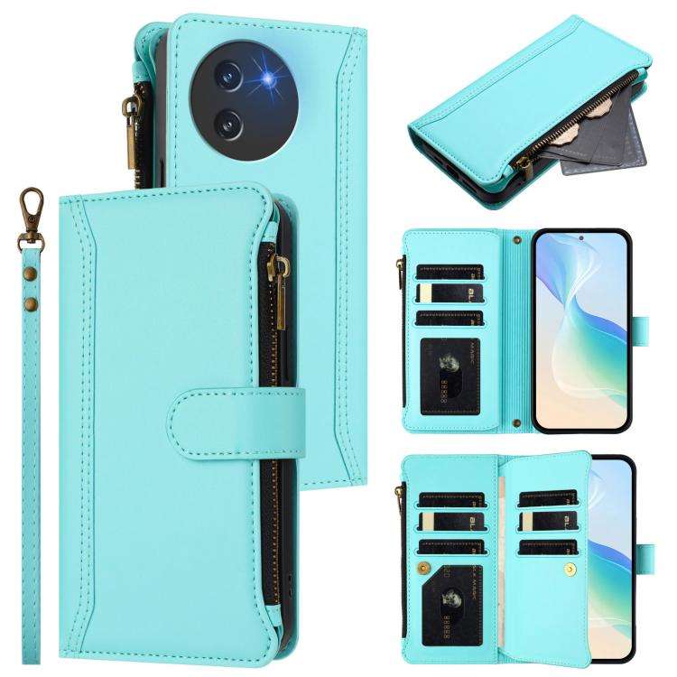 For Doogee Note 59 5G / Note 59 Pro Magnetic Closure 9 Card Slots Zipper Leather Case with Hand S...