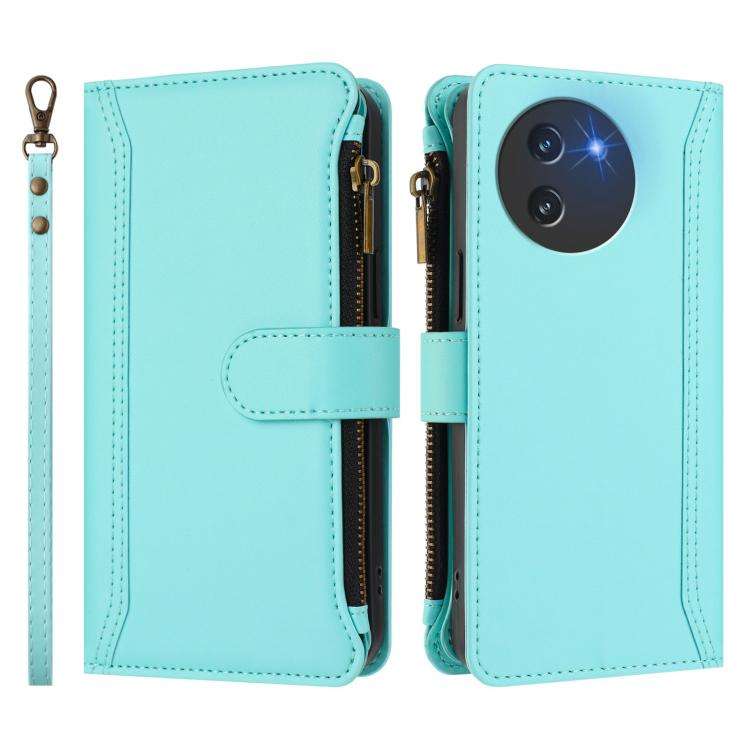 For Doogee Note 59 5G / Note 59 Pro Magnetic Closure 9 Card Slots Zipper Leather Case with Hand S...