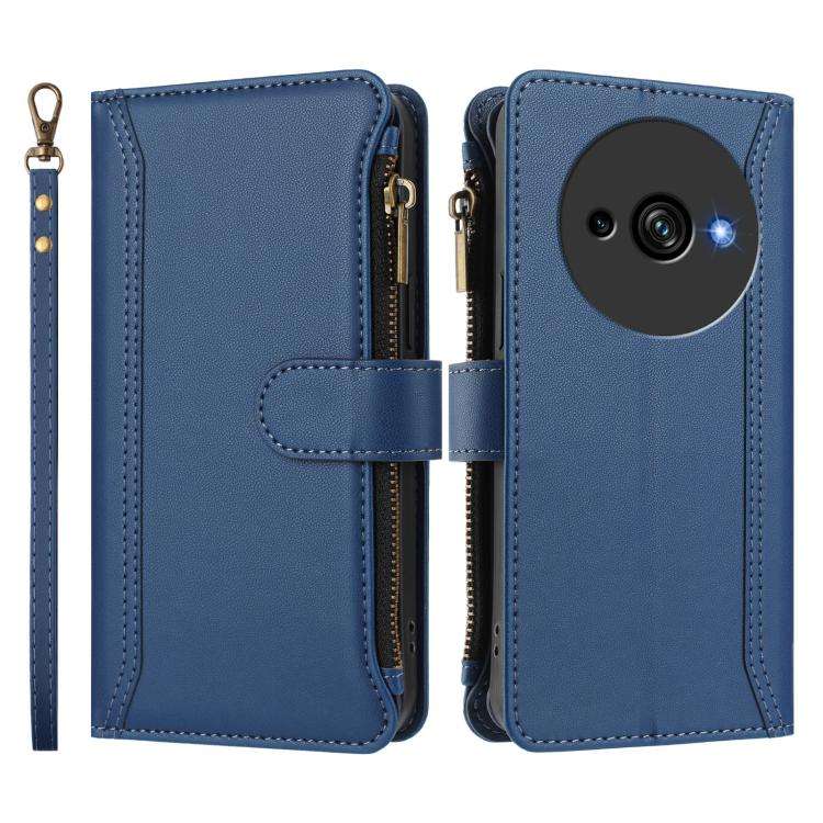 For Oukitel C59 / C59 Pro Magnetic Closure 9 Card Slots Zipper Leather Case with Hand Strap(Dark ...