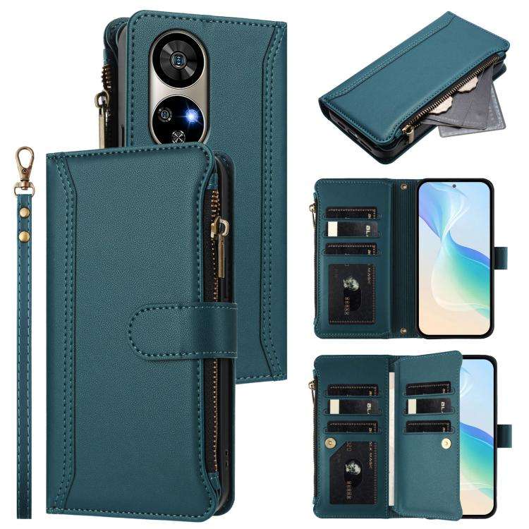 For Ulefone Note 17 Pro Magnetic Closure 9 Card Slots Zipper Leather Case with Hand Strap(Dark Gr...