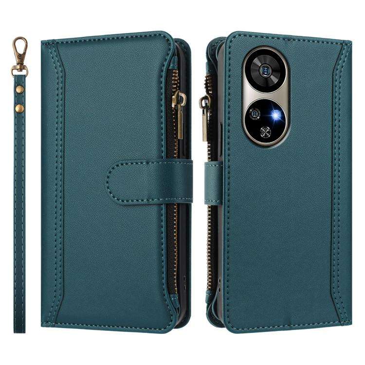 For Ulefone Note 17 Pro Magnetic Closure 9 Card Slots Zipper Leather Case with Hand Strap(Dark Gr...