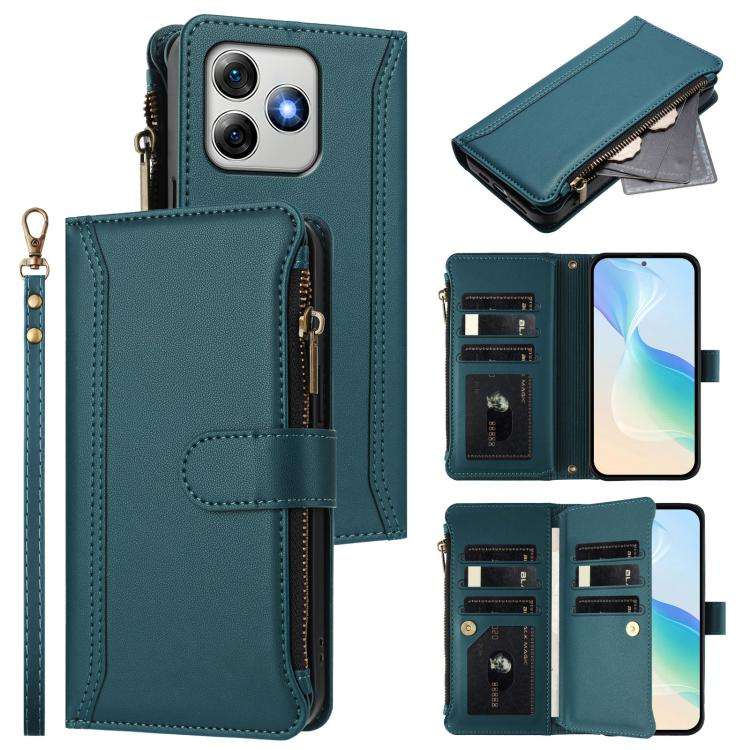 For Ulefone Note 18 Ultra / Note 18 Pro Magnetic Closure 9 Card Slots Zipper Leather Case with Ha...
