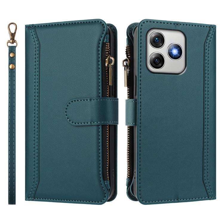 For Ulefone Note 18 Ultra / Note 18 Pro Magnetic Closure 9 Card Slots Zipper Leather Case with Ha...