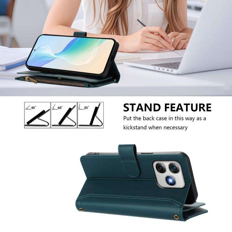 For Ulefone Note 18 Ultra / Note 18 Pro Magnetic Closure 9 Card Slots Zipper Leather Case with Ha...