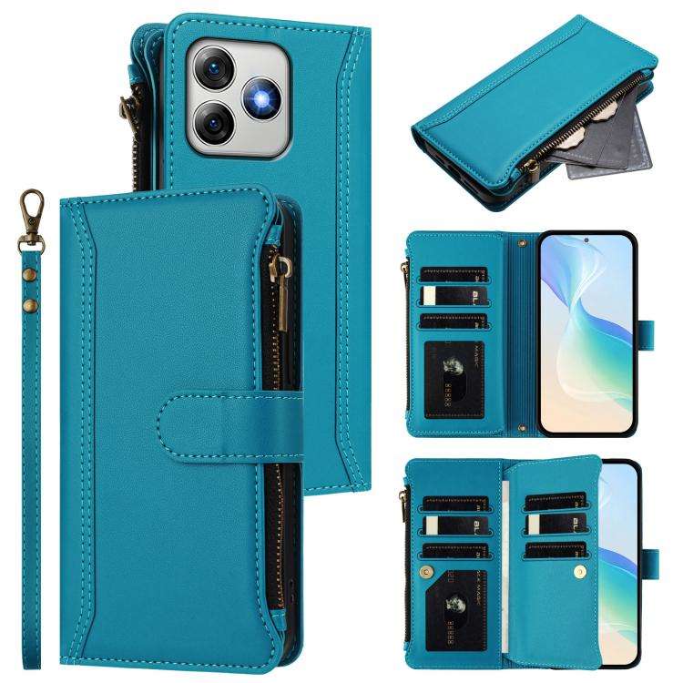For Ulefone Note 18 Ultra / Note 18 Pro Magnetic Closure 9 Card Slots Zipper Leather Case with Ha...