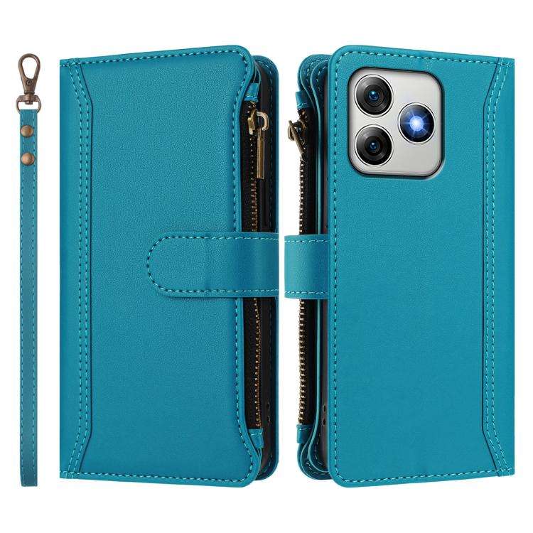 For Ulefone Note 18 Ultra / Note 18 Pro Magnetic Closure 9 Card Slots Zipper Leather Case with Ha...