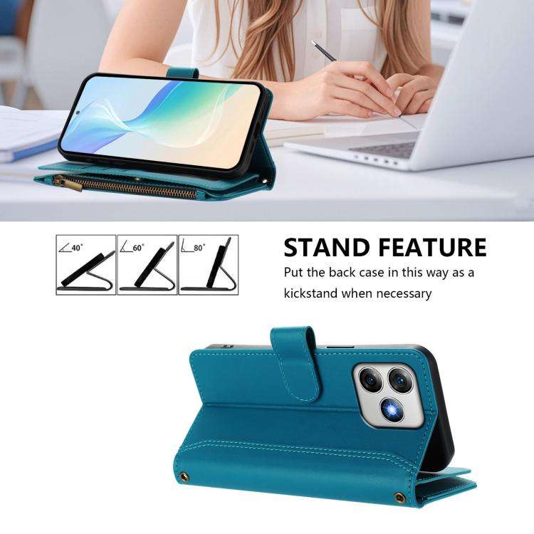 For Ulefone Note 18 Ultra / Note 18 Pro Magnetic Closure 9 Card Slots Zipper Leather Case with Ha...