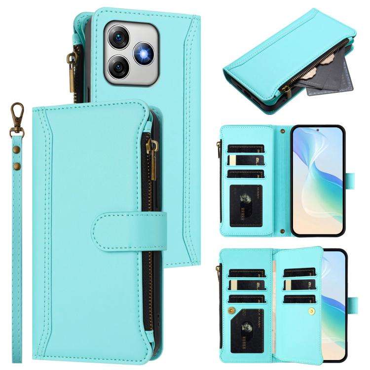 For Ulefone Note 18 Ultra / Note 18 Pro Magnetic Closure 9 Card Slots Zipper Leather Case with Ha...