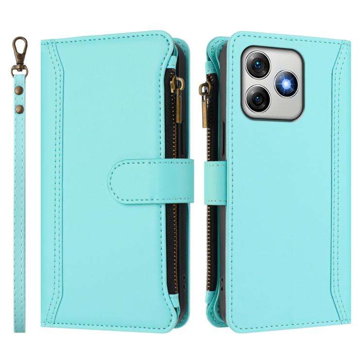 For Ulefone Note 18 Ultra / Note 18 Pro Magnetic Closure 9 Card Slots Zipper Leather Case with Ha...