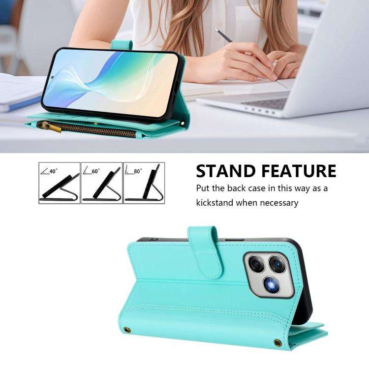 For Ulefone Note 18 Ultra / Note 18 Pro Magnetic Closure 9 Card Slots Zipper Leather Case with Ha...